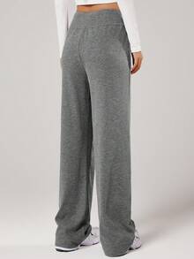 VUTRU 宽松直筒休闲长裤，抽绳腰带，阔腿设计，适合日常穿着、居家休闲、街头风，秋冬季可搭配紧身裤 - 灰色 - 查看 2