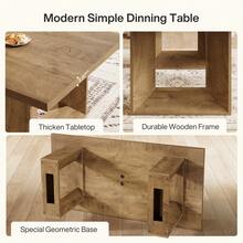 Tribesigns Dining Table For 8 People, 63-Inch Brown Rectangular Kitchen Table With Strong Geometric Frame, Industrial Large Long Dining Room Table For Big Family, Brown - Brown - View 7