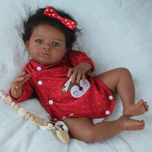 20 Inch Lifelike Reborn Doll With Black Skin, 50cm Soft Cloth African American Newborn Baby Doll, Realistic Cute Handmade Baby Doll Toy, Gift For Children 3+ Years Old (Clothes & Accessories Random)
