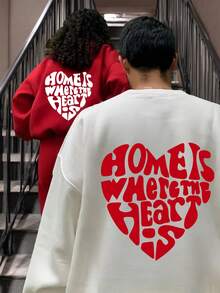 情人節字母印花情侶款女式運動衫棉質女式上衣落肩衛衣Curve oversize運動衫秋冬厚實面料保暖抓絨女式基本款上衣圓領超大運動衫寬鬆休閒運動衫百搭街頭學院風外出上衣適合寒冷天氣服裝長袖上衣女式街頭服飾運動上衣女裝新款系列情人節禮物適合妻子女朋友或愛人禮物適合愛情、週年紀念日、節日可作為伴侶禮物有趣而獨特的文字表白