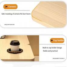 Multifunktionaler, verstellbarer Laptop-Nachttisch, klappbarer Schreibtisch mit Getränkehalter und Handyhalterung, geeignet für Homeoffice, Arbeitszimmer, Lesen und Wohnheim. Aus Holz gefertigt, stabil und langlebig, leicht und tragbar, keine Installation erforderlich, geeignet für Schlafzimmer, Sofa, Arbeitszimmer und viele weitere Einsatzbereiche. Moderner und schlichter Stil. Die geräumige Schreibtischplatte bietet Platz für Computer, Bücher, Getränke und Schreibwaren. Höhe und Winkel sind verstellbar, um unterschiedlichen Sitzbedürfnissen gerecht zu werden. Die Oberfläche ist glatt und leicht zu reinigen. Die Kanten sind abgerundet, um Stöße zu vermeiden. Geeignet für Erwachsene und Studenten.