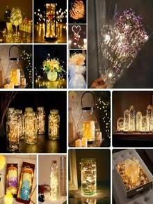 1 String Of Led Fairy Lights, Warm Color, Battery-Powered Copper Wire String Lights, Suitable For Gift, Bedroom, Christmas, Party, Wedding, Centerpiece, Halloween, Bouquet, Yard Decoration, 1m/3m/5m (Batteries Not Included) - 暖光 - 查看 6