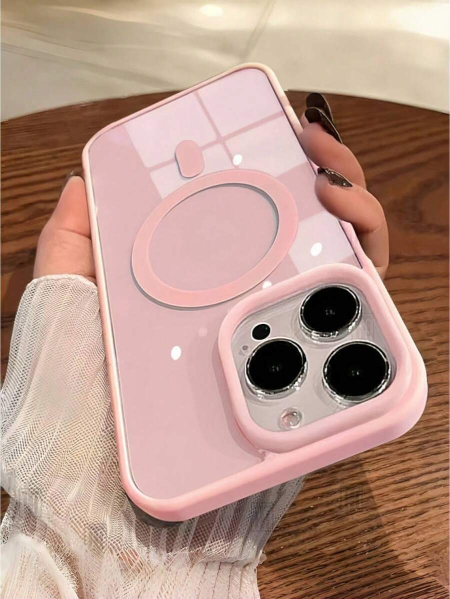 奢华粉色磁吸充电保护壳，兼容 17/16/15/14/13/12/11 Pro/Plus/Max/Air/XS Max/XR/X/Xs/7/8 Plus/7/8，超薄透明亚克力材质，春季礼物