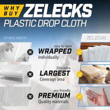 12 X 10 FT 1 Pack Extra Large Painter's Drop Cloth - Light And Durable Dust Cover - Clear Plastic Sheet - Paint Drop Cloth - Floor Protector-169028 - 重型-1 包 - 查看 8