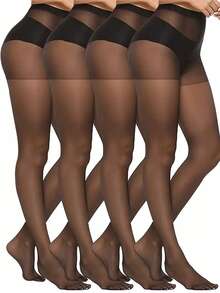 4/6 pares de medias extra grandes de cintura alta con control de abdomen y anti-correr - Negro/Albaricoque/Café - Control de abdomen y soporte de piernas - Medias elegantes formales/profesionales para fiestas - Fórmula suave y sin grietas - Para uso diario y ocasiones especiales, medias profesionales con textura suave