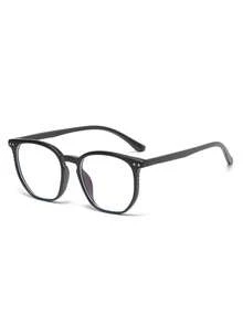 2025 Spring New Oval Frame Rivet Eyeglasses Frame, Fashion Commuter No-Makeup Face Versatile Leopard Print Cute PC (Polycarbonate) Clear Lens - Multicolor - View 9