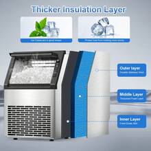 Commercial Ice Maker Machine 79Lbs/24H, Self-Cleaning Freestanding Ice Maker With 13Lbs Storage, 36 Cubes In 11 Mins, LED Display For Home, Bar, Restaurant, Coffee Shop, Office, Outdoor - Xem 9