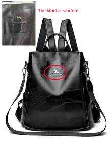 高品质真皮女士双肩包、手提包、经典女式书包、旅行包、单肩包 - 黑色 - 查看 7