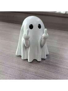 Estatueta de Fantasma de Halloween - Estátua Assustadora de Dedo do Meio de Resina, Decoração Fofa para Decorações de Halloween, Varanda e Decoração Assustadora Interna da Casa
