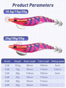 KINGDOM EGI Fishing Lure 10.5g 15g 20g 25g 30g 1PC Luminous Special Shrimp Design Lure With Double Squid Hook Artificial Hard Bait Fishing Tackle