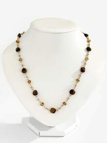 1pc Fashionable Minimalist Natural Stone Handmade DIY Necklace - Coffee - View 4