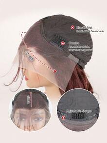 Reddish Brown Body Wave Lace Front Wigs Human Hair 200 Density 13x4 HD Transparent Lace Frontal Wigs For Women Pre Plucked Bye Bye Knots Water Wave Human Hair Wig With Baby Hair 40inch - 棕色 - 查看 5