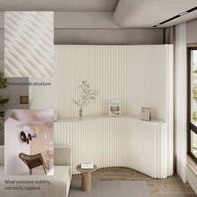 Room Divider,Bedroom,Room Divider With Shelf, Multifunctional Partition Wall, Kraft Paper, No Assembly Required Ideal For Offices, Living Rooms, Bedrooms, Beauty Salons, And Storefronts - 白色 - 查看 8