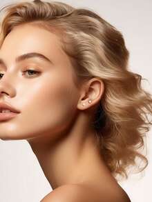 CIZME 4 件/套时尚不锈钢方晶锆石心形仿珍珠平背耳环，带穿耳枪，自穿耳套装 - 一次性穿耳枪，带预装耳钉，家用自穿耳枪套装，软骨耳环，男女皆宜，可作为日常装饰 - 銀色/金色 - 查看 7