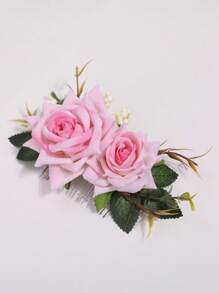 1 件优雅复古花卉新娘发梳，适合乡村写真、泼水节、波西米亚风等场合，聚酯纤维材质，四季皆宜，也可用作学生用品、婚礼配饰等。