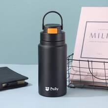 Large Capacity Straw Insulated Water Bottle, High-Quality Stainless Steel Vacuum Flask, Suitable For Sports, Outdoor, Car Use, Portable For Men & Women