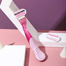 Women's Hair Removal Kit - 3-Ply Manual Razor With 4 Replaceable Blades | Suitable For Shaving The Bikini Line, Legs, And Underarms | Safe And Painless Manual Razor | Ergonomic Handle For Smooth Gliding | Skin-Friendly Design | Women's Shaving Kit For Silky-Smooth Skin - 彩色 - 查看 3