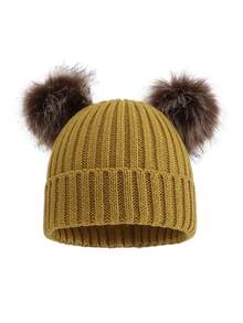 1 件男女通用儿童双绒球针织帽，秋冬款 - 1PC - 查看 20