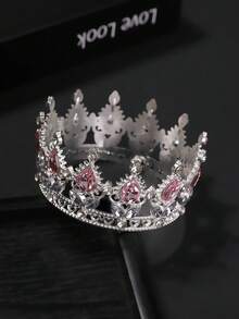 1 pieza Corona barroca de estilo europeo y americano para novia, tiara de aleación, regalo de cumpleaños de princesa, tocado, corona con vibra de reina, accesorios del Día de San Valentín