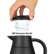 1,8 l Edelstahl-Thermoskanne, doppellagige Vakuum-Kaffeekanne, großes Öffnungsdesign, auslaufsicher und rutschfest, Ausgießen mit einer Taste/einfache Bedienung/großes Fassungsvermögen - Schwarz - Übersicht 6