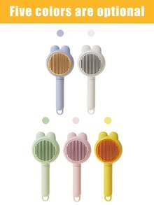 宠物梳毛刷 - 适用于猫、狗和兔子 - 密齿跳蚤梳，符合人体工学的手柄，无需用电，分叉刷头有效去除毛发并温和清洁，宠物美容用品，易于使用的宠物产品，宠物用品，适合猫主人 - 彩色 - 查看 4