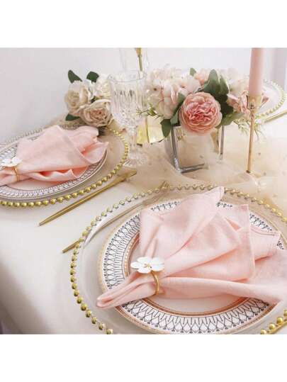 20 stycken rosa tygservetter med mjuk rynkig textur, enfärgade fyrkantiga tygservetter passar för jul, bröllop, Thanksgiving, festdekorationer, finns i en mängd olika färger