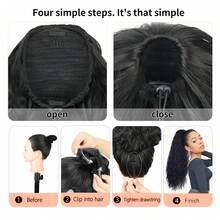 26-calowa, długa, kręcona, falowana peruka z kucykiem, rozciągliwy kucyk, dopinana peruka z kucykiem, puszysta i naturalna, odpowiednia do codziennego noszenia