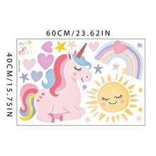 1 件彩虹独角兽自粘墙贴心形唯美童话女孩风格儿童房装饰贴纸适用于客厅、卧室、浴室、家居装饰、贴纸、墙贴花、乙烯基贴花用于家庭浴室装饰、春季装饰让您的家焕然一新、节日装饰贴纸礼物生日毕业 - 彩色 - 查看 8