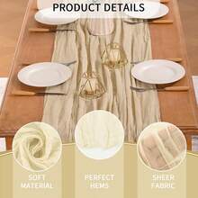 eluckya 12pcs Soft Cheesecloth Balinese Table Runners, 6 Feet Long Tulle Fabric, Suitable For Bohemian Style Wedding Party, Bridal Shower, Home Decor, Baptism And Christmas Table Decoration. - Rượu sâm banh - Xem 2