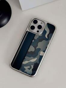 WeiMi 1pc New Business Style Camouflage Pattern Silver Electroplated Waterproof Shockproof Anti-Slip Phone Case Protective Cover Compatible With Apple Phones - Multicolor - View 1