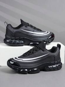 Men's Low-Top Sneakers, Casual Running Shoes, Jogging Shoes, Men's Walking Shoes, Fashionable Gradient Red Footwear, Tennis Shoes, Streetwear - Black and White - View 2