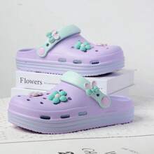 女士镂空套脚凉鞋，新款夏季防滑柔软护士工作户外沙滩拖鞋，时尚厚底防滑手术室软底拖鞋 - 紫色 - 查看 6