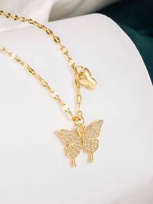 1pc Elegant S925 Sterling Silver Necklace For Women - Luxurious Butterfly Pendant Tassel Clavicle Chain, Gift For Girlfriend/Party