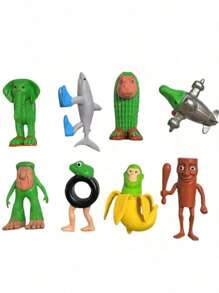 Juego de 8 piezas/1 set Figuras de juguete de plástico Brainrot, Tung Tung Tung Sahur Tralalero Tralala, esculturas decorativas, adornos de escritorio, regalos de Halloween, Navidad y cumpleaños