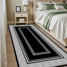 1pc Luxury Nordic Modern Abstract Geometric Area Rug, Circular Pattern Rectangle Soft Faux Wool Washable Carpet, Suitable For Living Room, Bedroom, Entryway, Bathroom, Hallway, Patio, Kitchen, Indoor Outdoor, All Season Large Size Mat, Classic Black Gray - Home Decor - Multicolor - View 7