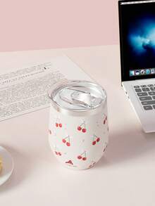 1 chiếc cốc hình trứng cách nhiệt chân không hai lớp bằng thép không gỉ dung tích 340ml/12oz, thích hợp sử dụng tại nhà, văn phòng, du lịch ngoài trời, thể thao, hoặc làm quà tặng. - Anh đào trắng - Xem 8