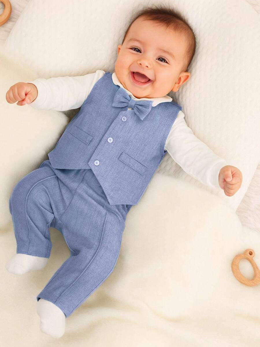 Nika Baby Conjunto para bebê Social para Bebê com Gravata Borboleta 0 a 3 meses