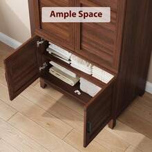 Studyset Armario ropero con 4 puertas, armario de madera de 72" con barra de colgar, armario alto independiente con 18 estantes ajustables para ropa, armario de dormitorio de madera para el dormitorio