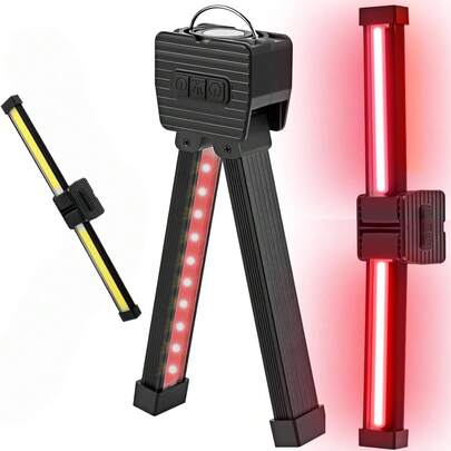 1pc Portable Shaping Lamp, Magnetic Work Light, 7 Brightness Levels, 180° Rotatable Folding Design, Hook & Handheld Flashlight, USB Rechargeable Power Bank LED Camping Light - Black