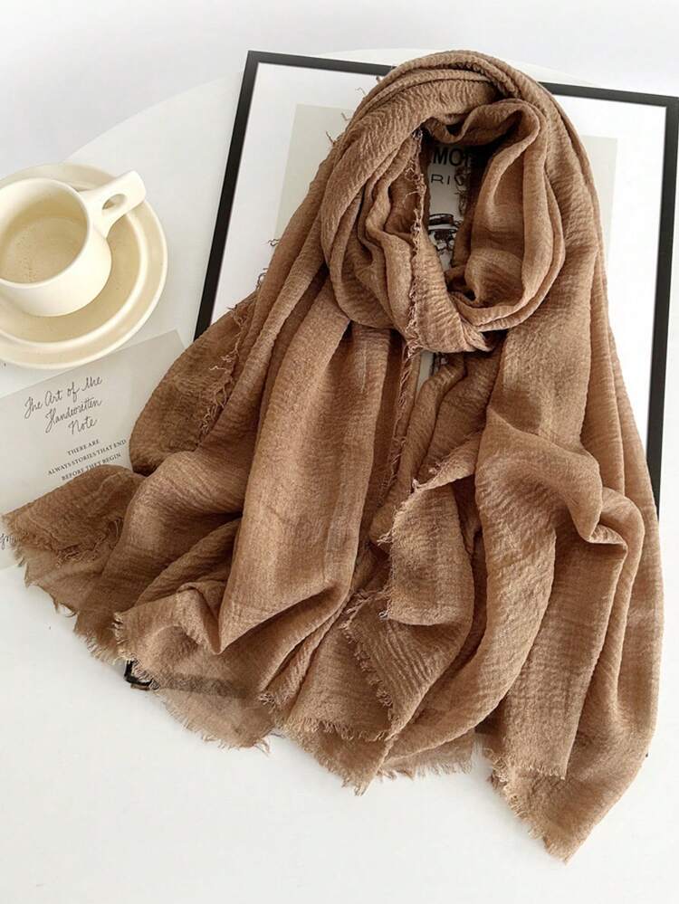 1 Piece Solid-Colored Linen Scarf For Women, Vintage Solid Color Medium-Length Scarf, Decorative Long Shawl For Dress,Beach,Holiday - Multicolor - View 10