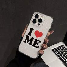 Heart-Shaped "ME" Personalized Phone Case, Compatible With Iphone 16 Pro Max, 15, 14 Plus, 13, 12, 11 Protective Cover - Transparent Frame Flash Point - View 4