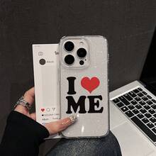 Heart-Shaped "ME" Personalized Phone Case, Compatible With Iphone 16 Pro Max, 15, 14 Plus, 13, 12, 11 Protective Cover - Transparent Frame Flash Point - View 6