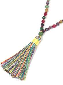 6mm Tourmaline Mala Beads Knotted Necklace For Women Men Japamala 108 Beads Yoga Meditation Rosary Prayer Jewelry Tassel Charm Bohemian Vintage Jewelry - Multicolor - View 6