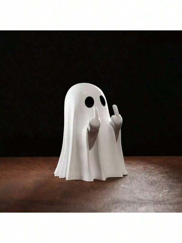Estatueta de Fantasma de Halloween - Estátua Assustadora de Dedo do Meio de Resina, Decoração Fofa para Decorações de Halloween, Varanda e Decoração Assustadora Interna da Casa