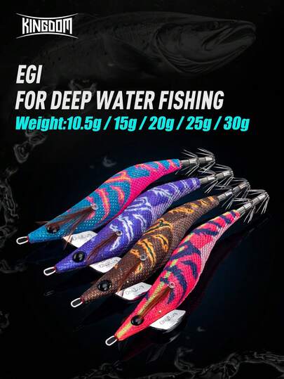 KINGDOM KINGDOM EGI Fishing Lure 10.5g 15g 20g 25g 30g 1PC Luminous Special Shrimp Design Lure With Double Squid Hook Artificial Hard Bait Fishing Tackle