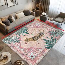 1pc Luxury Vintage Tiger & Floral Striped Totem Area Rug, Soft Faux Wool Wild Animal Farmhouse Style Washable Decorative Carpet For Living Room, Bedroom, Entryway, Bathroom, Hallway, Patio, Kitchen, Indoor Outdoor, All Season Large Mat - Light Pink - Home Decor - Multicolor - View 18