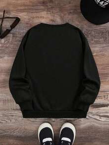 Sudadera con capucha de cuello redondo de forro polar con estampado de fantasma y calabaza de coche para adolescentes, estilo casual y deportivo