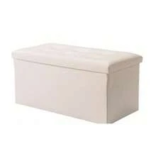 1 Foldable Storage Stool, Cube Footstool, Toy Box, Coffee Table, Padded Seat, Soft And Comfortable Leather Footstool, Maximum Load Capacity 100 Kg - Various Colors, 38 X 38 X 38 Cm / 38 X 38 X 76 Cm - 110 L. Extra Large Storage Stool For Bedrooms And Hallways, Multifunctional Space-Saving Storage Box With Storage Box, Footstool, Padded Seat - 仿皮米色 - 查看 2