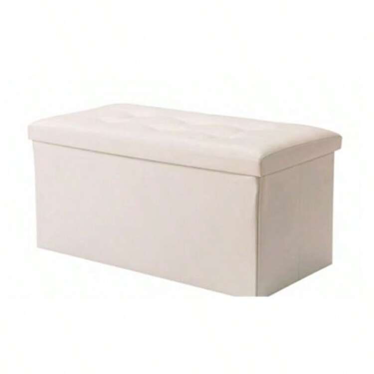 1 Foldable Storage Stool, Cube Footstool, Toy Box, Coffee Table, Padded Seat, Soft And Comfortable Leather Footstool, Maximum Load Capacity 100 Kg - Various Colors, 38 X 38 X 38 Cm / 38 X 38 X 76 Cm - 110 L. Extra Large Storage Stool For Bedrooms And Hallways, Multifunctional Space-Saving Storage Box With Storage Box, Footstool, Padded Seat - Da giả màu be - Xem 2