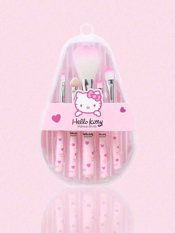 Sanrio 1 pezzo Sanrio Carina Set di 5 pennelli trucco Hello Kitty, portatili e morbidi, regalo di compleanno per la fidanzata, per principianti